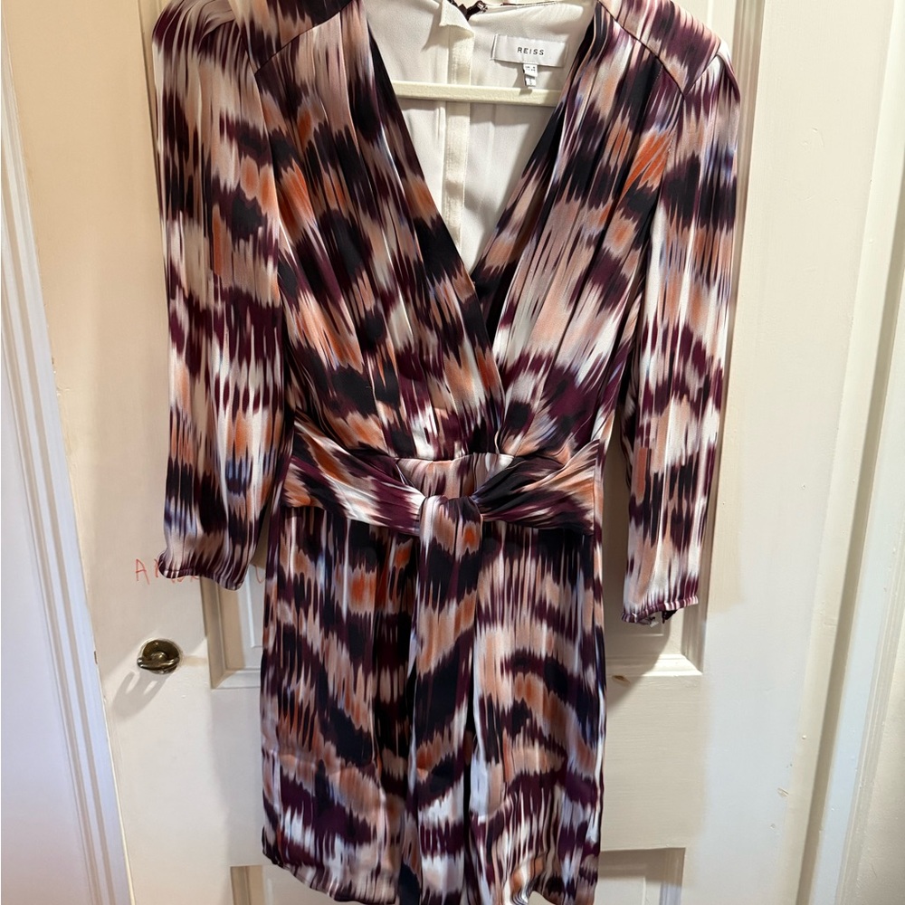 Reiss Purple and Orange Long Sleeve Dress